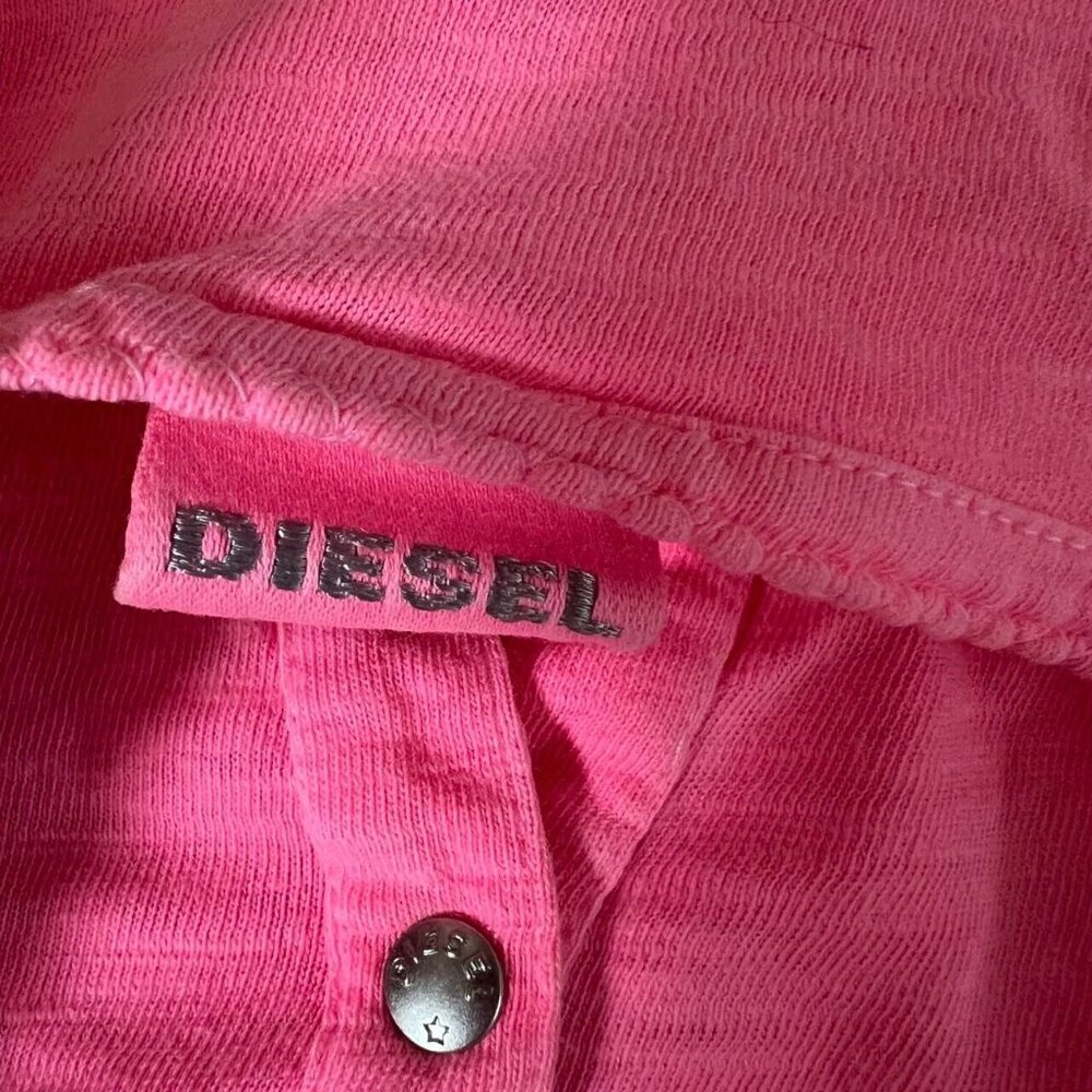 Diesel Women's Pink t-shirt cotton, comfy, long sleeve, buttons, XL Sequin Heart - Picture 4 of 6